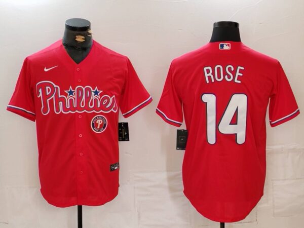 Men's Philadelphia Phillies #14 Pete Rose Red Cool Base Stitched Jerseys