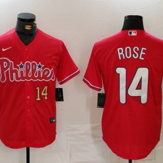 Men's Philadelphia Phillies #14 Pete Rose Red Cool Base Stitched Jerseys