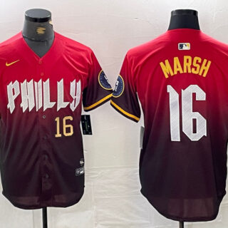 Men's Philadelphia Phillies #16 Brandon Marsh Red 2024 City Connect Limited Stitched Jersey