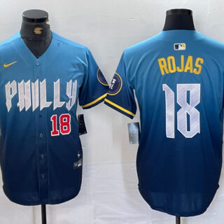 Men's Philadelphia Phillies #18 Johan Rojas Blue 2024 City Connect Limited Stitched Jersey
