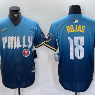Men's Philadelphia Phillies #18 Johan Rojas Blue 2024 City Connect Limited Stitched Jersey