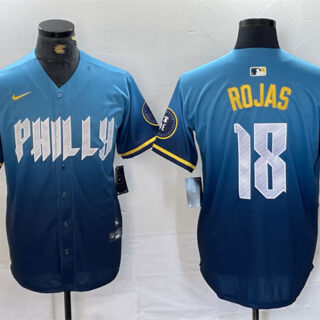 Men's Philadelphia Phillies #18 Johan Rojas Blue 2024 City Connect Limited Stitched Jersey