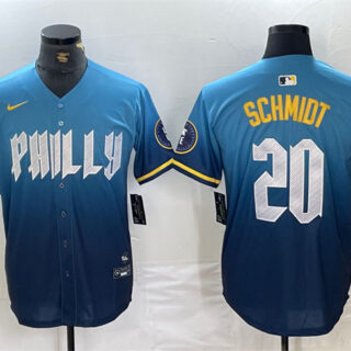 Men's Philadelphia Phillies #20 Mike Schmidt Blue 2024 City Connect Limited Stitched Jersey