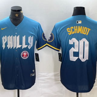 Men's Philadelphia Phillies #20 Mike Schmidt Blue 2024 City Connect Limited Stitched Jersey