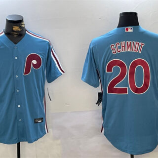 Men's Philadelphia Phillies #20 Mike Schmidt Blue Cool Base Stitched Jersey