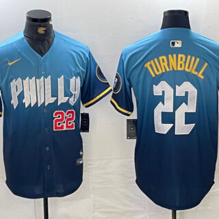 Men's Philadelphia Phillies #22 Spencer Turnbull Blue 2024 City Connect Limited Stitched Jersey