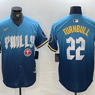 Men's Philadelphia Phillies #22 Spencer Turnbull Blue 2024 City Connect Limited Stitched Jersey