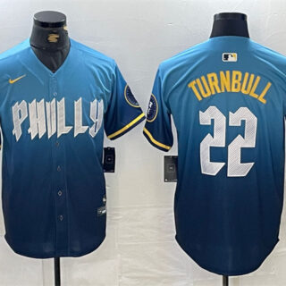 Men's Philadelphia Phillies #22 Spencer Turnbull Blue 2024 City Connect Limited Stitched Jersey