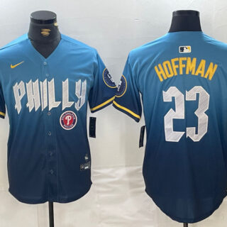 Men's Philadelphia Phillies #23 Jeff Hoffman Blue 2024 City Connect Limited Stitched Jerseys