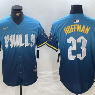 Men's Philadelphia Phillies #23 Jeff Hoffman Blue 2024 City Connect Limited Stitched Jerseys