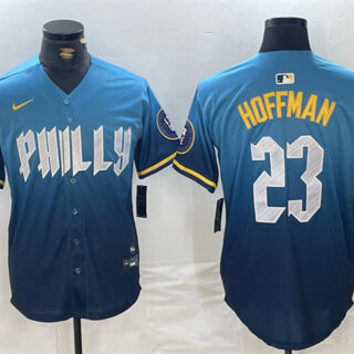 Men's Philadelphia Phillies #23 Jeff Hoffman Blue 2024 City Connect Limited Stitched Jersey