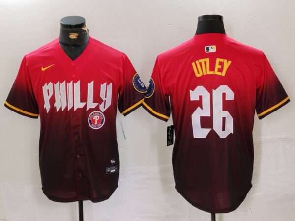 Men's Philadelphia Phillies #26 Chase Utley Red 2024 City Connect Limited Stitched Jerseys