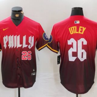 Men's Philadelphia Phillies #26 Chase Utley Red 2024 City Connect Limited Stitched Jerseys