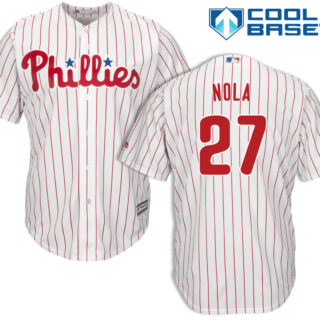 Men's Philadelphia Phillies #27 Aaron Nola White Cool Base MLB Jersey