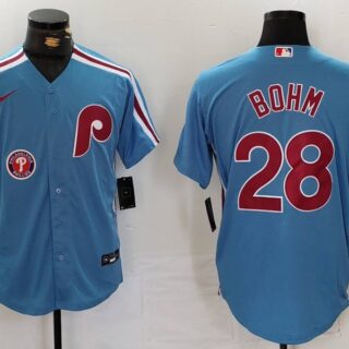 Men's Philadelphia Phillies #28 Alec Bohm Blue Cool Base Stitched Jerseys
