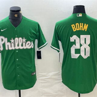 Men's Philadelphia Phillies #28 Alec Bohm Green 2024 City Connect Stitched Jersey