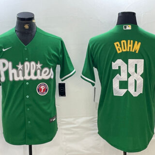 Men's Philadelphia Phillies #28 Alec Bohm Green 2024 City Connect Stitched Jerseys