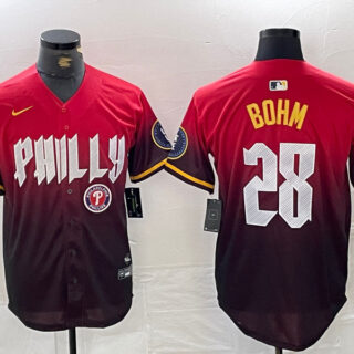 Men's Philadelphia Phillies #28 Alec Bohm Red 2024 City Connect Limited Stitched Jersey
