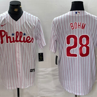 Men's Philadelphia Phillies #28 Alec Bohm White Cool Base Stitched Jersey