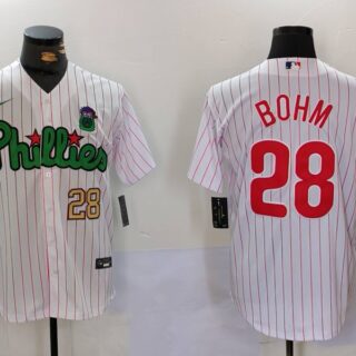 Men's Philadelphia Phillies #28 White Green Cool Base Stitched Jerseys