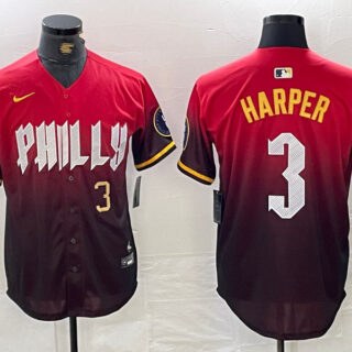 Men's Philadelphia Phillies #3 Bryce Harper Red 2024 City Connect Limited Stitched Jersey