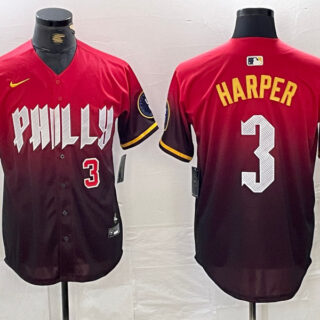 Men's Philadelphia Phillies #3 Bryce Harper Red 2024 City Connect Limited Stitched Jersey