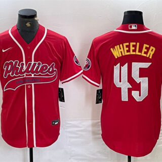 Men's Philadelphia Phillies #45 Zack Wheeler Red 2024 City Connect Stitched Jersey