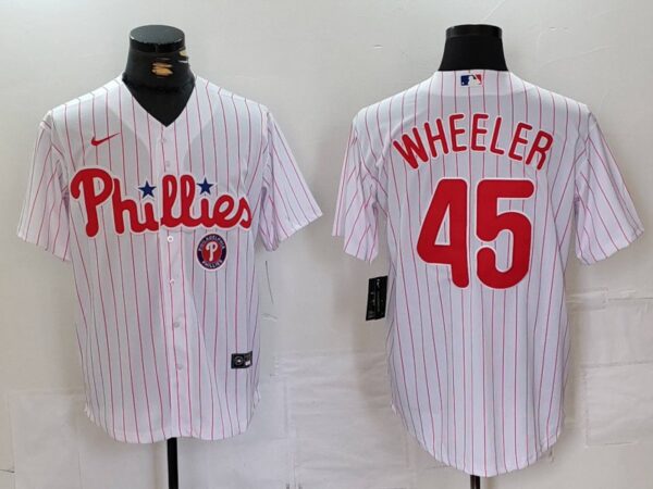 Men's Philadelphia Phillies #45 Zack Wheeler White Cool Base Stitched Jerseys