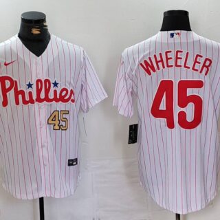 Men's Philadelphia Phillies #45 Zack Wheeler White Cool Base Stitched Jerseys