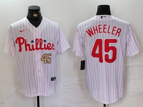 Men's Philadelphia Phillies #45 Zack Wheeler White Cool Base Stitched Jerseys