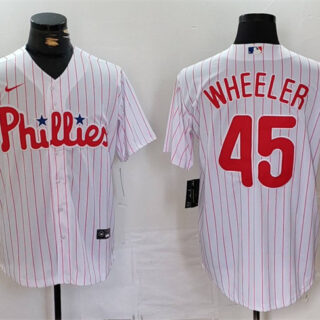 Men's Philadelphia Phillies #45 Zack Wheeler White Cool Base Stitched Jersey