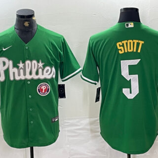 Men's Philadelphia Phillies #5 Bryson Stott Green 2024 City Connect Stitched Jersey