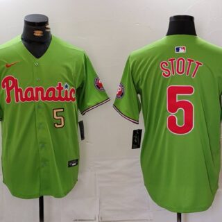 Men's Philadelphia Phillies #5 Bryson Stott Green With Patch Stitched Jerseys
