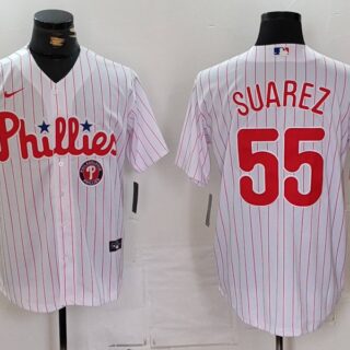 Men's Philadelphia Phillies #55 Ranger Suárez White Cool Base Stitched Jerseys
