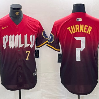 Men's Philadelphia Phillies #7 Trea Turner Red 2024 City Connect Limited Stitched Jersey