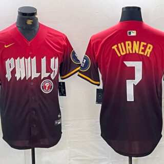 Men's Philadelphia Phillies #7 Trea Turner Red 2024 City Connect Limited Stitched Jersey