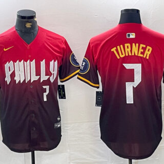 Men's Philadelphia Phillies #7 Trea Turner Red 2024 City Connect Limited Stitched Jersey