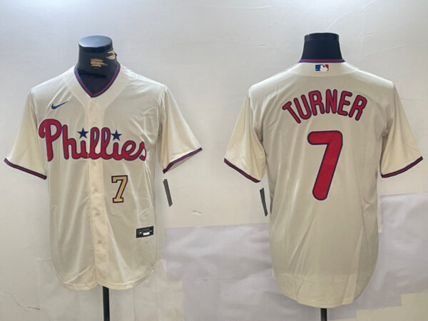 Men's Philadelphia Phillies #7 Trea Turner gream Cool Base Stitched Jerseys