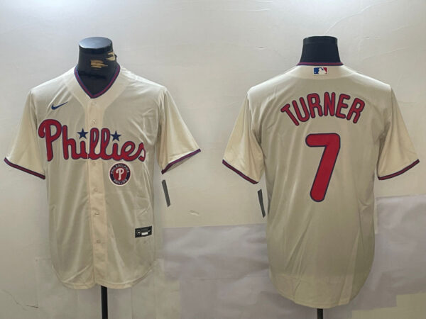 Men's Philadelphia Phillies #7 Trea Turner gream Cool Base Stitched Jerseys
