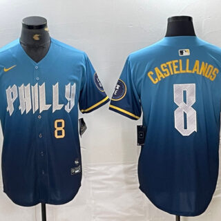 Men's Philadelphia Phillies #8 Nick Castellanos Blue 2024 City Connect Limited Stitched Jersey