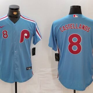 Men's Philadelphia Phillies #8 Nick Castellanos Blue Cool Base Stitched Jersey