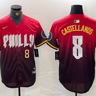 Men's Philadelphia Phillies #8 Nick Castellanos Red 2024 City Connect Limited Stitched Jersey