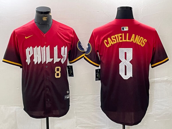 Men's Philadelphia Phillies #8 Nick Castellanos Red 2024 City Connect Limited Stitched Jersey
