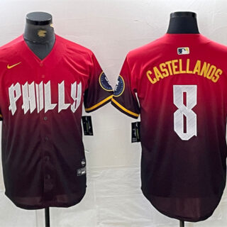 Men's Philadelphia Phillies #8 Nick Castellanos Red 2024 City Connect Limited Stitched Jersey