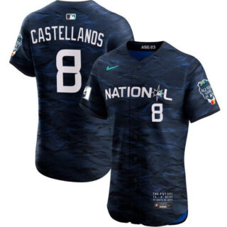 Men's Philadelphia Phillies #8 Nick Castellanos Royal 2023 All-Star Flex Base Stitched Baseball Jersey
