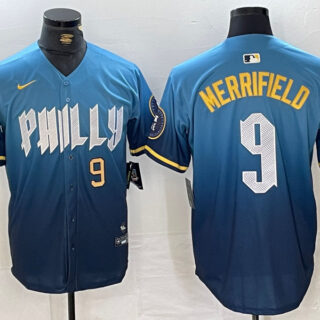 Men's Philadelphia Phillies #9 Whit Merrifield Blue 2024 City Connect Limited Stitched Jerseys