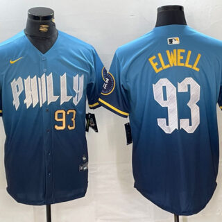 Men's Philadelphia Phillies #93 Jason Elwell Blue 2024 City Connect Limited Stitched Jerseys