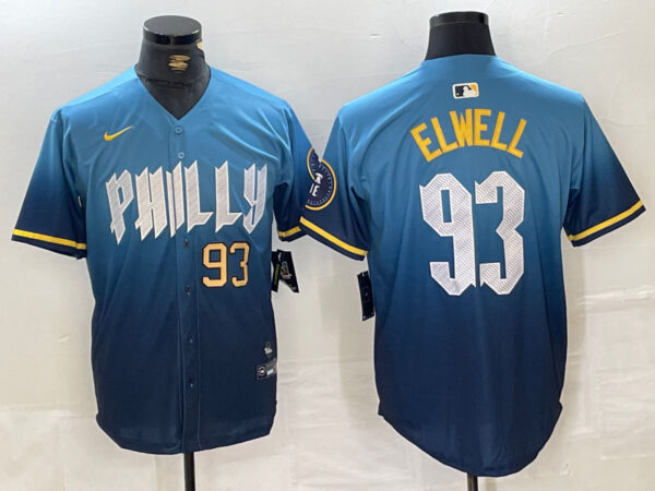Men's Philadelphia Phillies #93 Jason Elwell Blue 2024 City Connect Limited Stitched Jerseys