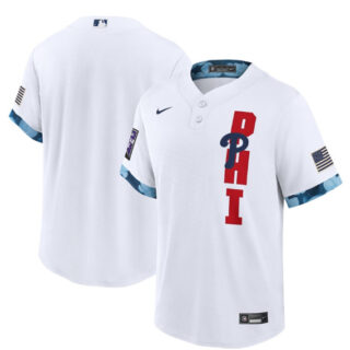 Men's Philadelphia Phillies Blank 2021 White All-Star Cool Base Stitched MLB Jersey
