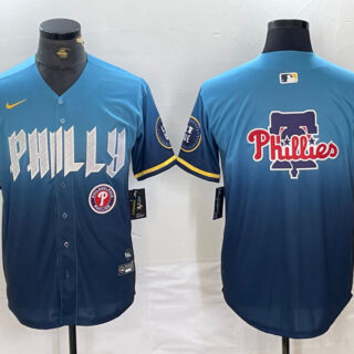 Men's Philadelphia Phillies Blank Blue 2024 City Connect Limited Stitched Jersey